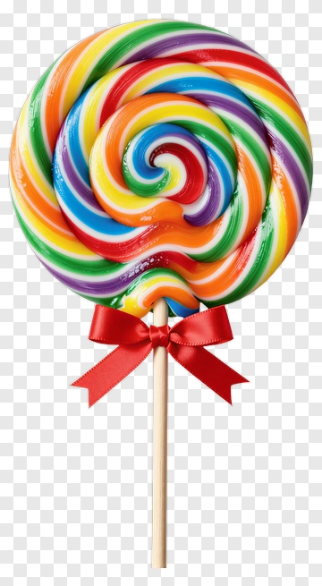 Colorful Swirl Lollipop With Red Ribbon PNG