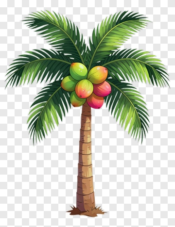 Colorful Palm Tree With Fruit PNG