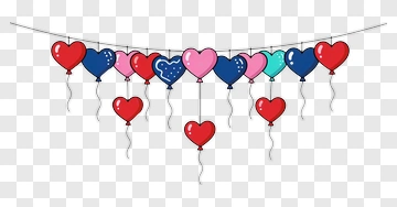 Colorful Heart Balloons Decoration PNG