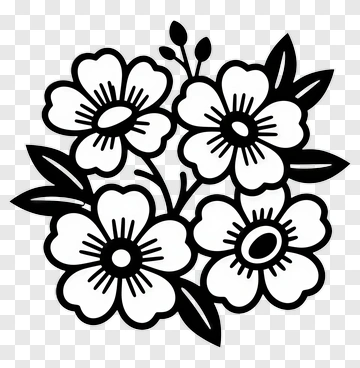 Black And White Flower Bouquet PNG