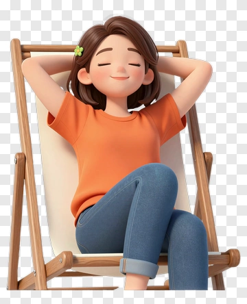 Relaxed Woman Sitting In A Deck Chair PNG