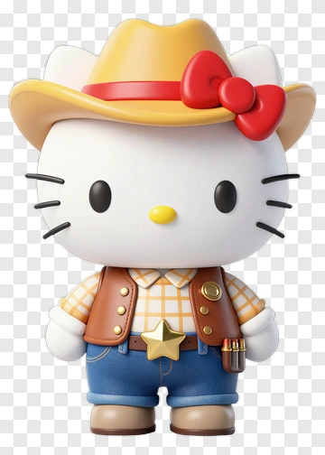 Cowgirl Hello Kitty Figurine PNG