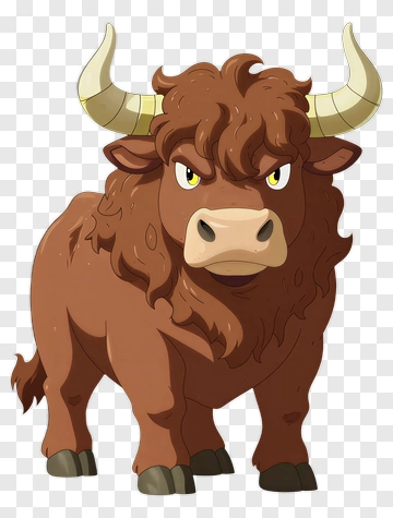 Cartoon Bull Character PNG