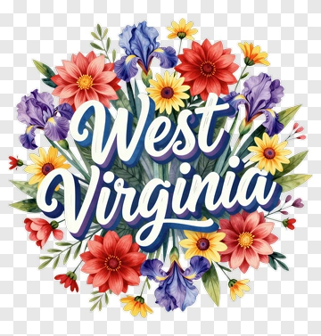 Floral Arrangement With West Virginia Text PNG