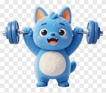 Cartoon Cat Lifting Weights PNG
