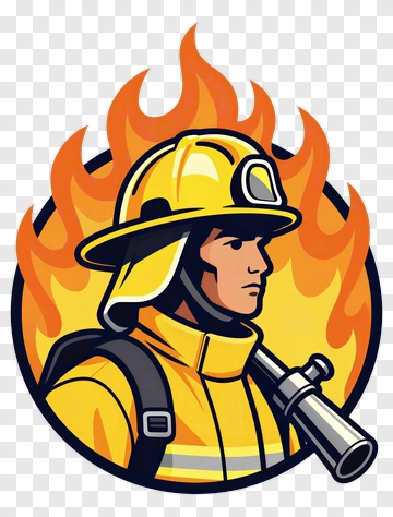 Firefighter With Fire Background PNG