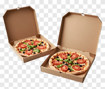 Two Pizzas In Open Boxes PNG