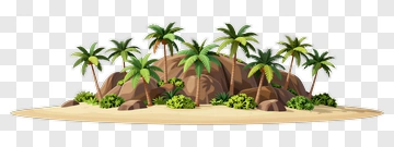 Tropical Island With Palm Trees And Rocks PNG