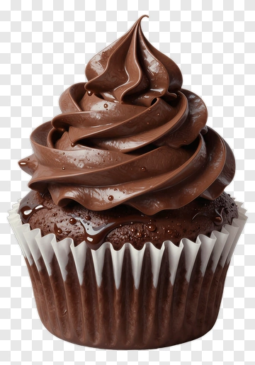 Chocolate Cupcake With Swirled Frosting PNG