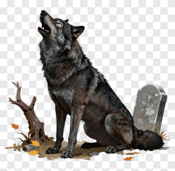 Howling Wolf Near A Gravestone PNG