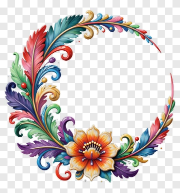 Colorful Floral Wreath PNG