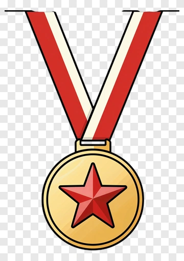 Gold Medal With Red Star PNG