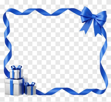Blue Gift Box With Ribbon Frame PNG