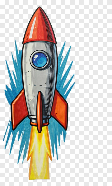 Cartoon Rocket Launching PNG