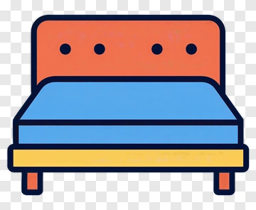 Colorful Bed With Headboard PNG