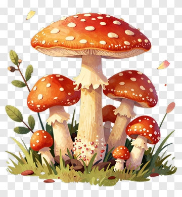 Colorful Mushroom Cluster PNG