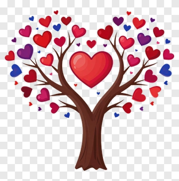 Colorful Heart Tree PNG