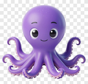 Cartoon Purple Octopus PNG