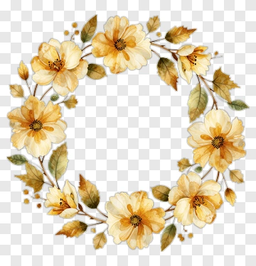 Watercolor Floral Wreath With Yellow Flowers PNG