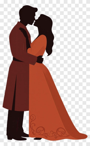 Couple Embracing In Elegant Attire PNG