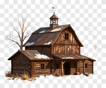 Wooden Cabin In A Winter Landscape PNG