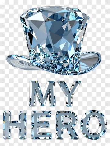 Diamond Top Hat With My Hero Text PNG