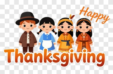 Happy Thanksgiving Group Of Children PNG