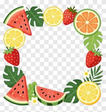 Colorful Fruit Frame With Watermelon And Strawberries PNG