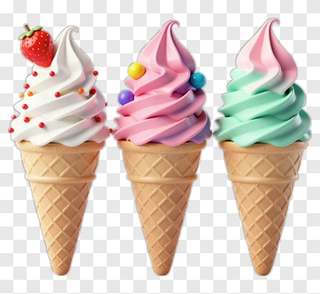 Colorful Ice Cream Cones PNG