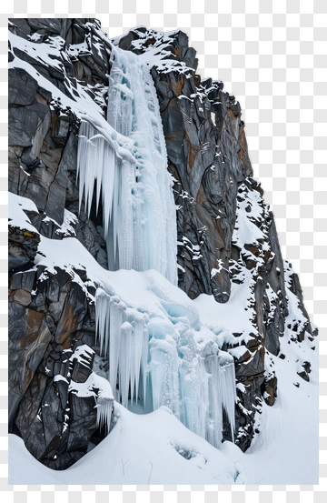 Frozen Waterfall In A Snowy Landscape PNG