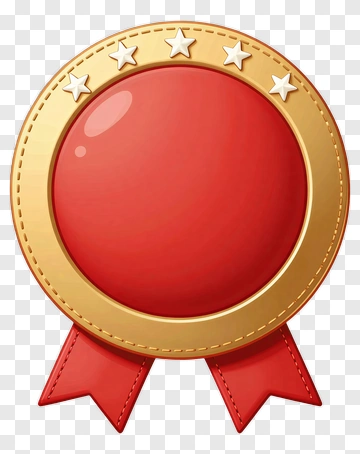Red Award Ribbon With Gold Frame And Stars PNG