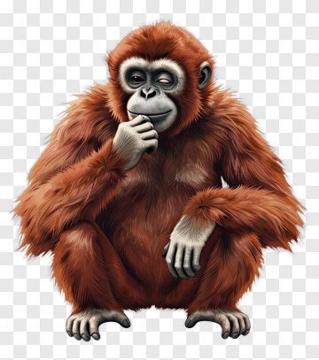 Realistic Monkey Sitting Thoughtfully PNG