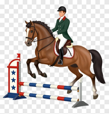 Cartoon Horse Jumping Over A Barrier PNG
