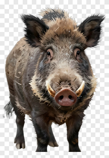 Wild Boar With Prominent Tusks PNG