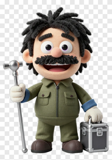 Cartoon Mechanic Holding A Tool And Toolbox PNG