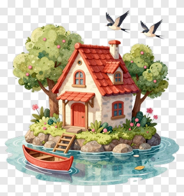 Charming Cottage By The Water PNG