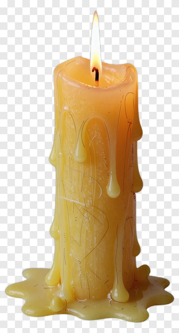 Yellow Candle With Dripping Wax PNG