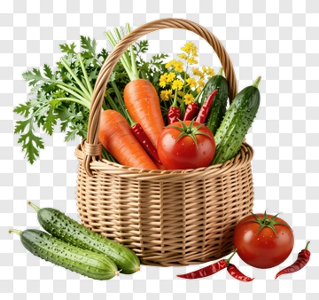 Vegetable Basket With Fresh Produce PNG