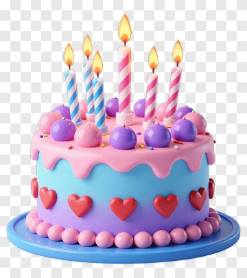 Colorful Birthday Cake With Candles PNG