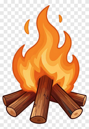 Cartoon Campfire With Flames PNG