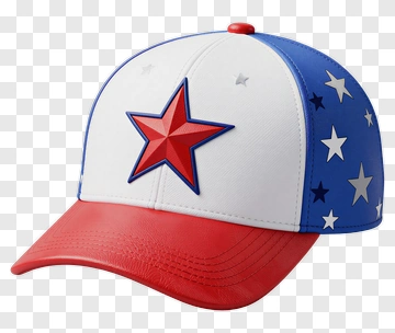 Baseball Cap With Star And Stripes Design PNG