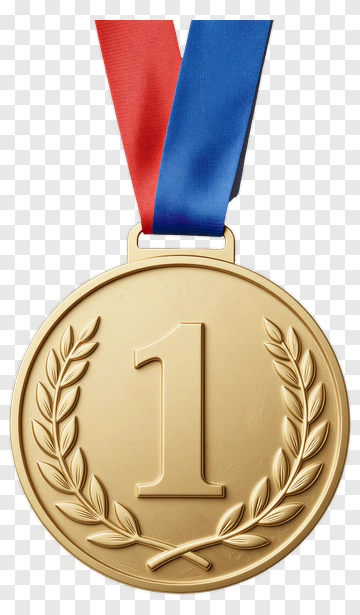 Gold Medal With Number One PNG