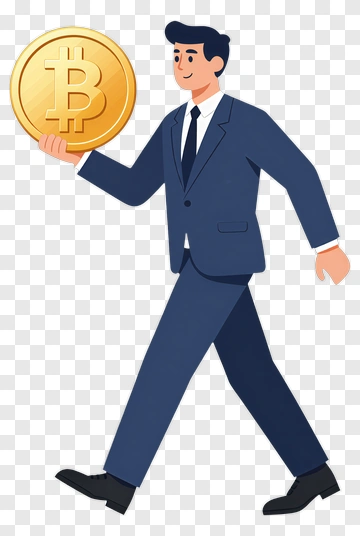 Businessman Holding A Bitcoin Coin PNG