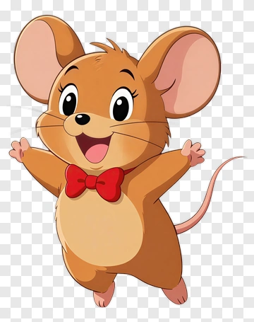 Cartoon Mouse With A Red Bow Tie PNG