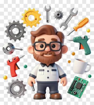3D Mechanic With Tools And Equipment PNG