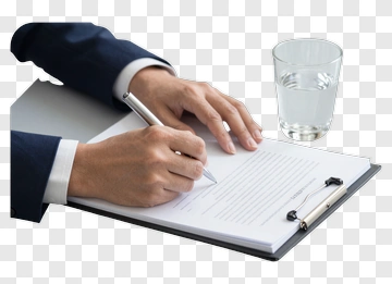 Businessman Writing On Document With Glass Of Water PNG
