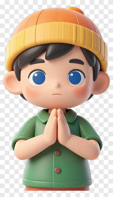 3D Boy Praying With Hands Together PNG
