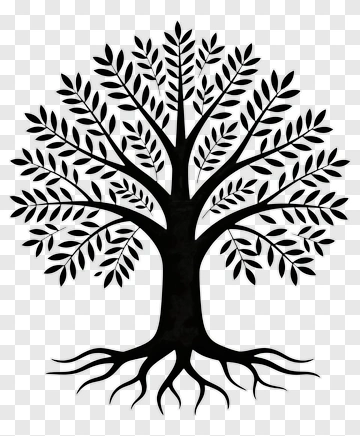 Black Tree With Leafy Branches PNG