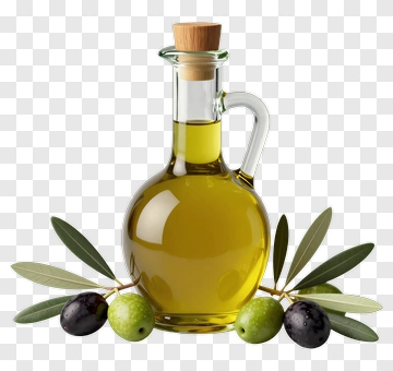 Olive Oil Bottle With Green And Black Olives PNG