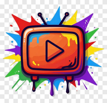 Cartoon Television With Colorful Paint Splashes PNG